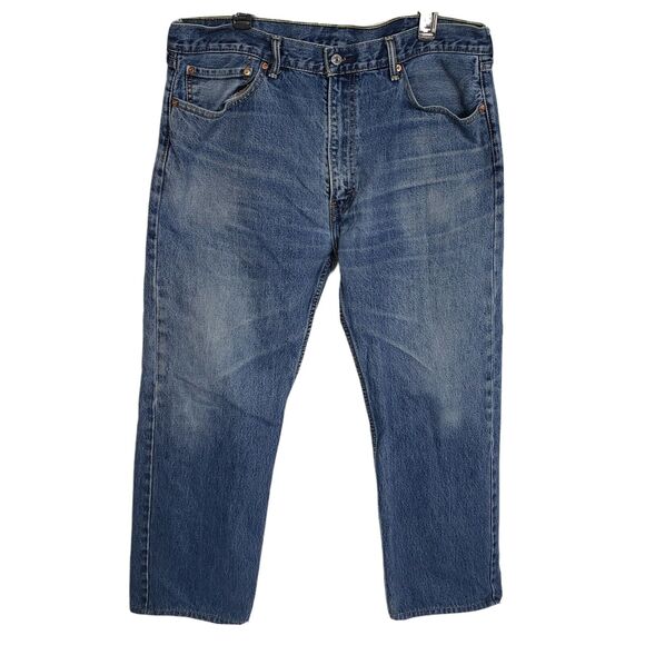 Levi's 505 Jeans Size 40 x 27 Regular Fit Straight Leg Medium Wash Denim Blue - Picture 1 of 11